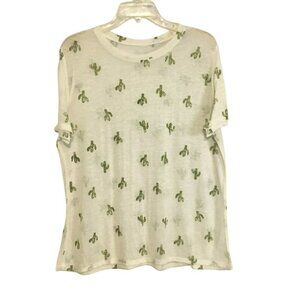 Zoe + Liv Very Lightweight Tee Short Sleeve Cactus Pattern Women's Size XL Green